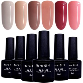 Gel Nail Color Gel Set with Case, 6 Colors, 0.3 fl oz (8 ml), Nude Type