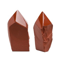 SAMSARI Red Jasper Crystal Points – Set of 2 Healing Stones for Meditation, Yoga, and Spiritual Practices – Natural Red Gemstones (0.7 to 0.8 lbs, 1.6 to 2 inches)