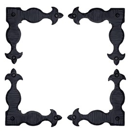 4 Pack 4 Inch Metal L Bracket for Furniture - Black - Handmade Decorative Steel Brackets - Rustic Metal Corner Brackets for Front Doors, Gates, Garages, Tables & Cabinets - The Sonora Series