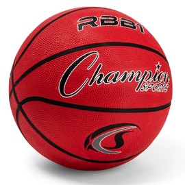 Champion Sports RBB1RD Sport Pro Rubber Basketball, 29.5" - 30" Diameter