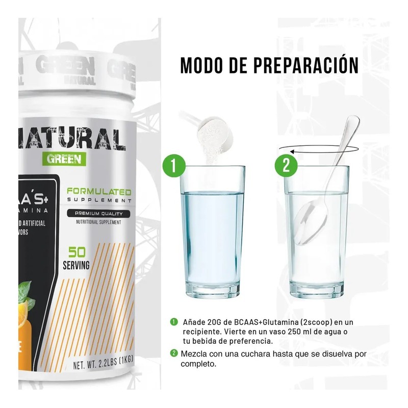 Aminoácidos Bcaas Glutamina Green 1kg Sabores