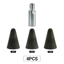 LOZLIN 4PCS Conical Diamond Grinding Wheel Bits 5/8-11 Thread Chamfer Countersink Cone Carve Polishing Ceramic Glass 50# 100# 200#Matching Extensions