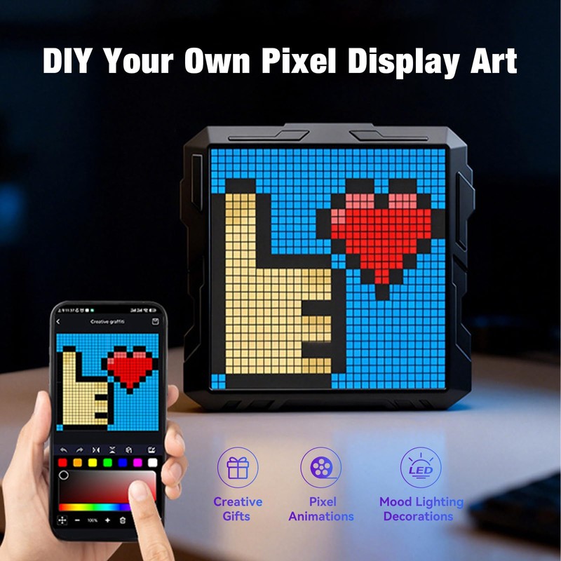 Pixel Display Frame, 32x32 Pixel Art Digital Picture Frame, Programmable
