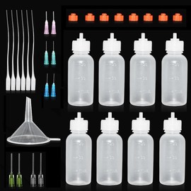 33 Pack Needle Bottle Applicators, 30ml Needle Bottle Applicators with 10 Fine Dispensing Needles and 8 Caps for DIY Crafts and Acrylic Paint, Refillable Glue Bottles for Detailed Work Small Repairs