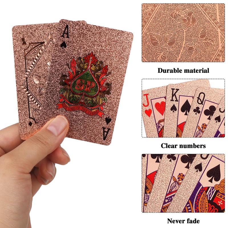 YXSJAS 4 Decks Waterproof Playing Cards Plastic Gold Foil Playing