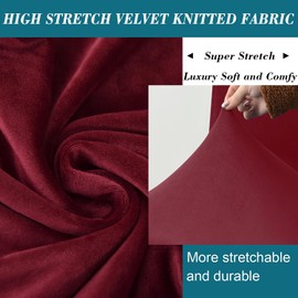 ANWUCHEN Ottoman Cover Rectangle,Stretch Velvet Ottoman Covers Thick Ottoman Covers Slipcover Rectangle Ottoman Slipcovers Soft Storage Ottoman Foot Rest Cover with Elastic Bottom Red Medium