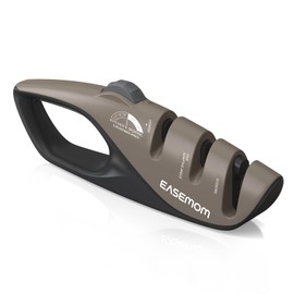 Knife Sharpeners for Kitchen, 5 Adjustable Sharpening Angle - Handheld Pocket Knives Sharpener, Ergonomic Design, with Coarse & Fine for Scissors, Professional Chef's Knives (Dark brown)