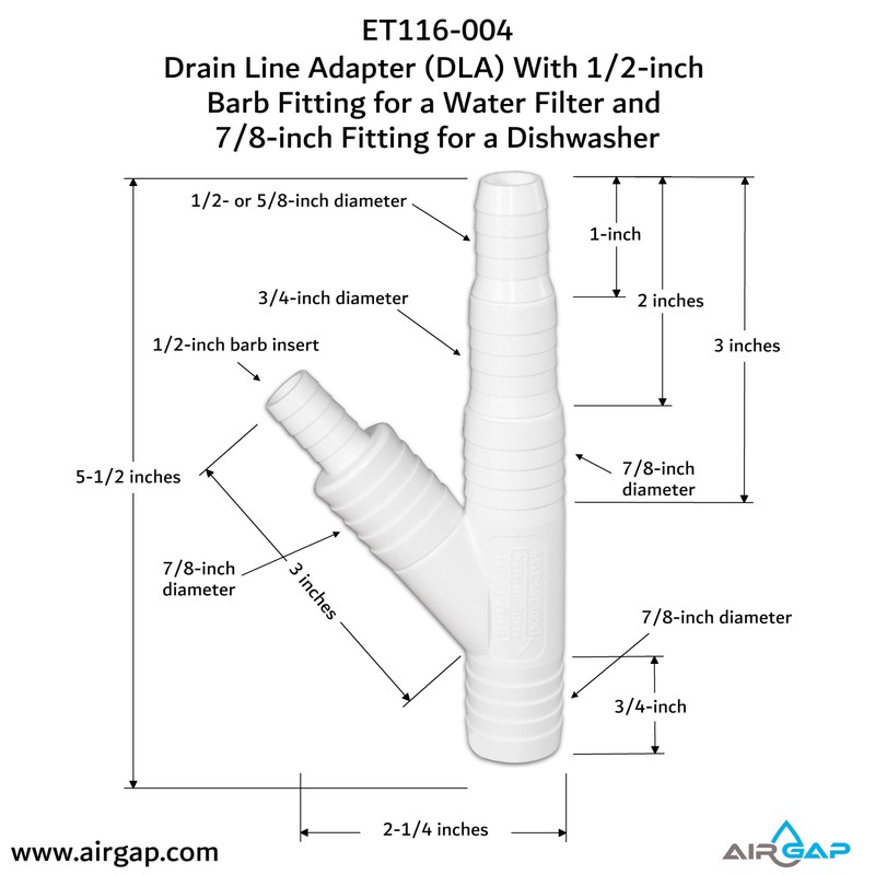 Drain Line Adapter (DLA) With 1/2-inch Barb Fitting for a