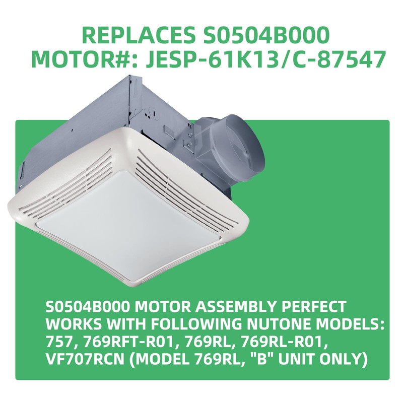 769RL B Unit for Nutone Replacement S0504B000 Motor Assembly Power