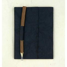 paperfreak Vegan Leather Notebook A5 18 x 14 cm Leather Paper Book with Branch Pencil, Travel Journal, Sketchbook, Brahmin Leather (Raven Black)