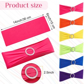 Newwiee 54 Pcs Spandex Chair Sashes Bands and Satin Table Runners Stretch Chair Bow with Buckle for Wedding Mexican Cinco De Mayo Fiesta Party Banquet Decoration (Colorful)