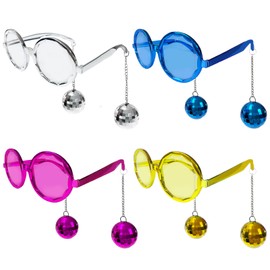 JIANGLAI Retro Disco Ball Party Favors Funny Glasses 4 Pack, Disco Sunglasses Accessories for Women and Men