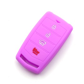 LIGHTKOREA 2Pcs 4Button Silicone fob Remote Smart Key Case Protector Skin Cover Accessories Compatible with Hyundai Genesis G70 G80 G90 EQ900 (Purple + Random)