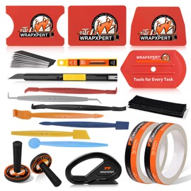 WRAPXPERT Car Wrap Tool Kit Vinyl Wrap Tools for Vehicle Wrap Film Appliacation, Vinyl Felt Squeegees, Wrap Knife and Blades, Magnetic Micro Squeegees, Magnetic Holders and Masking Tapes