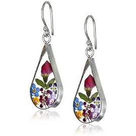 COLORFULBLING Pressed Flower Teardrop Earrings Dry Flowers Drop Dangle Fashion Jewelry（yellow）, no gem type,