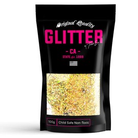 Ultra Sparkle Glitter - GOLD Holographic - STAR Glitter, Sequins, Sparkle, Nails, Decoration, Acrylic Nail Polish Additive - 50g / 1.75oz - 1/24" - 2mm - 0.078"