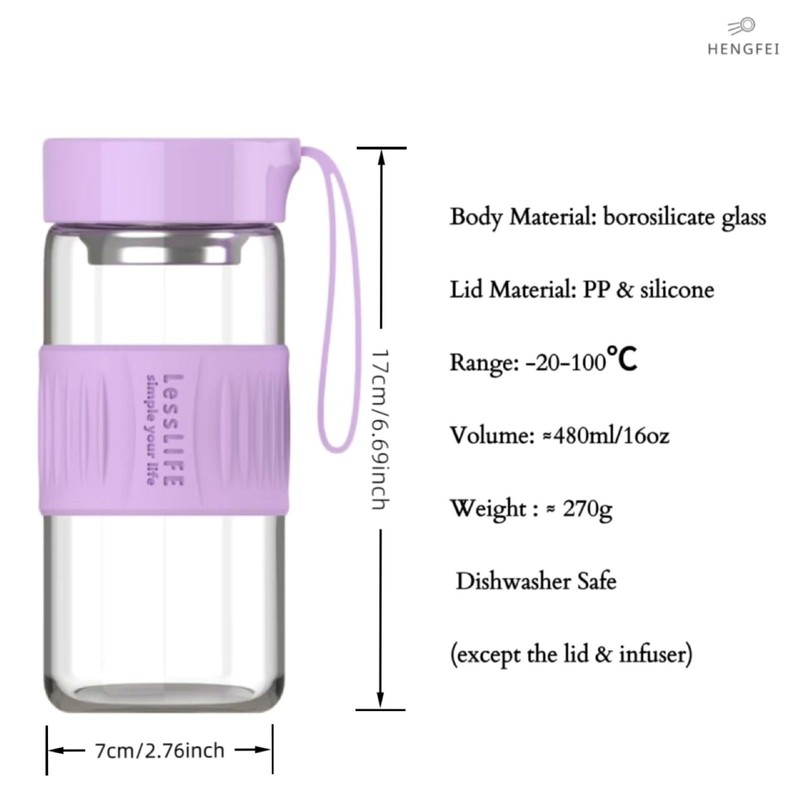 HENGFEI Glass Shaker Bottle for Protein Mixes,16oz Glass Shaker with