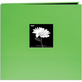 Pioneer 12-Inch by 12-Inch Book Cloth Cover Postbound Album with Window, Citrus Green
