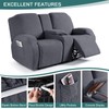 Ruaozz Stretch Loveseat Recliner Covers with Console 4-Pieces Recliner Sofa