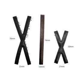 Kamipita Extra Fine Leg Tangle Set of 2 One-Touch Hair Clip, Residue Free Hair Accessories (74*5.8mm) (Faux Leather, Black)