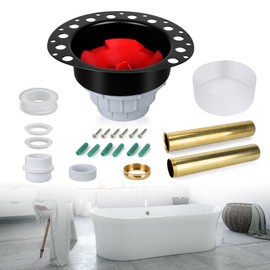 Freestanding Tub Bathtub Drain Kit, PVC Adapter and Brass Tail Pipes Drain Rough-in Kit Replace for Flexible Plastic Tub Drain
