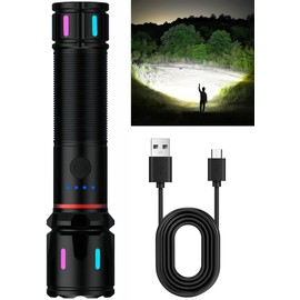 wahliwahli LED Rechargeable Flashlights High Lumens, 1500+ Lumens Super Bright Zoomable Fluorescent Flashlights, Waterproof Powerful Flash Light Multifunctional Flashlights for Home Camping Hiking