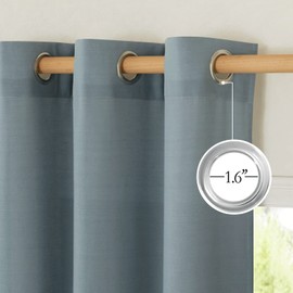 NICETOWN Stone Blue Thick Linen Curtains for Bedroom, Grommet Linen Blend Vintage Window Treatments Privacy Curtains That Let Light in for Living Room, 55" W x 72" L, Set of 2