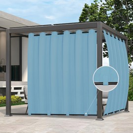 Easy-Going Outdoor Curtains Waterproof Windproof Weatherproof Curtain for Patio, Cabana, Porch, Pergola and Gazebo, Grommet Top and Tab Bottom Drape, 1 Panel, 110x84 inch, Sky Blue