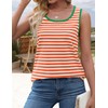 ZESICA Women's Summer Casual Striped Tank Top Sleeveless Scoop Neck