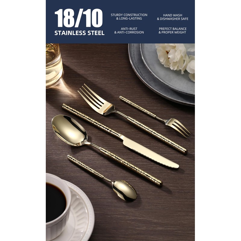 HODOQIAM 20-Piece Silverware Set, Stainless Steel Flatware Set for 4,