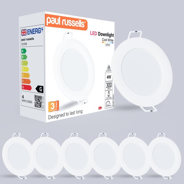 paul russells LED Ceiling Downlights, 4W Slim Recessed Bathroom Downlights,