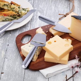WoneNice Cheese Knives and Slate Markers Set, Collection Cheese Knife Gifts Set with 3 Long Handle Cheese Knife & Cheese Slicer For All Types of Cheese