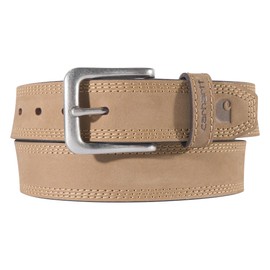 Carhartt Men's 34 Casual Leather Triple Stitch Belts, Brown w/Brushed Nickel Finish
