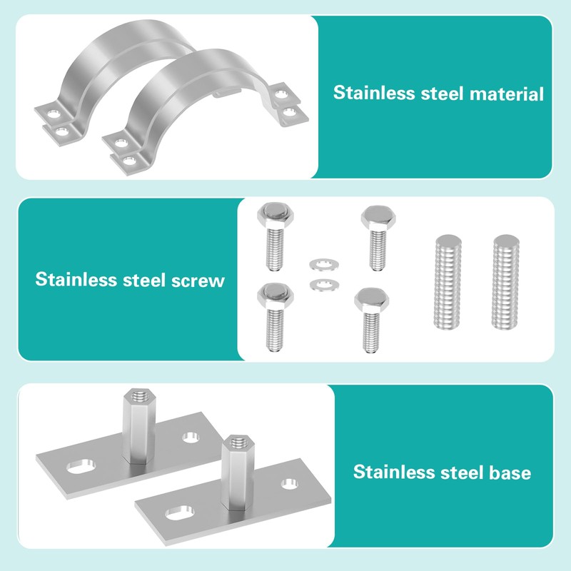 2 Sets 4 Inch Adjustable Pipe Bracket, Heavy Duty Galvanized