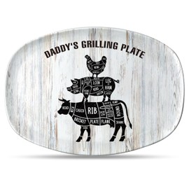 R HORSE Daddy's Grilling Platter - Farm Animals Barbecue Serving Tray Plate, Dad Themed Serving Dishes Dad Men Birthday Christmas Gift for Appetizers Desserts Charcuterie Outdoor Indoor Cooking Party
