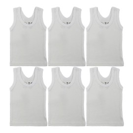 Baby Tank Tops Boys, Girls, Unisex Sleeveless 100% Cotton Shirts for 0-24 Months(Medium, Neutral/White/6-Pack/For Unisex)