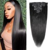 SEELAAK Human Hair Clip In Extensions 22 Inches Remy Silky