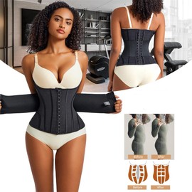 MISTHIN Waist Cincher Shaperwear for Womem Full Body Women Double Belt Wrap Corset Trainer Tummy Control Shaper (Black, X-Large)