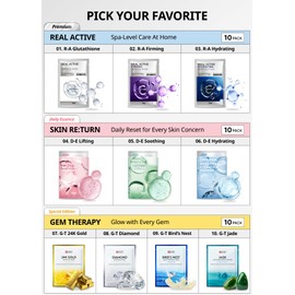 SNP [K Beauty] Skin Return Soothing Essence Sheet Mask | Moisturizing and Hydrating for All Skin Types | Vegan Sheet Masks with Tea Tree Extract | Korean Face Masks Skincare | Facial Mask | 10 Sheets