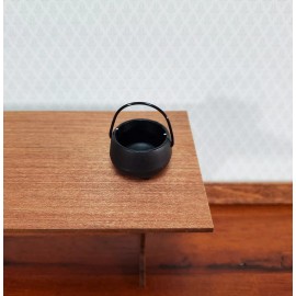 Streets Ahead Miniature Black Pot with Handle Metal Black "Cast Iron" Look 1:12 Dollhouse