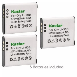 Kastar Li-50B Battery or Slim USB Charger for OLYMPUS Stylus 1010 1020 1030SW 9000 9010 - 3 Batteries