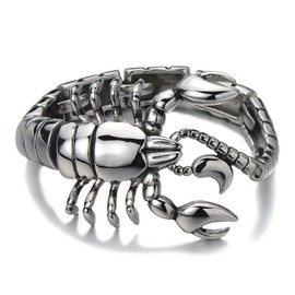 COOLSTEELANDBEYOND Mens Stainless Steel Large Scorpion Bangle Bracelet Silver Color Polished(CA)