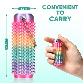 Little Ouchies Fidget 3D Printed Keychain Sensory Toy Spiky Grippie Stim Keychain for Anxiety Relief Positive, Novelty Gifts for Friends Office Workers (MINI+Red Blue)