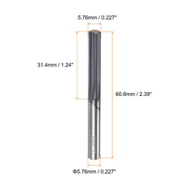 sourcing map Carbide Chucking Reamer 0.227"(5.76mm) Dia Straight Flute Straight Shank Machine Reamer Tool for Metal and Lathes CNC Machining Centers, Black
