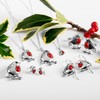 HENRYKA Miniature Robin Stud Earrings in 925 Sterling Silver, Red