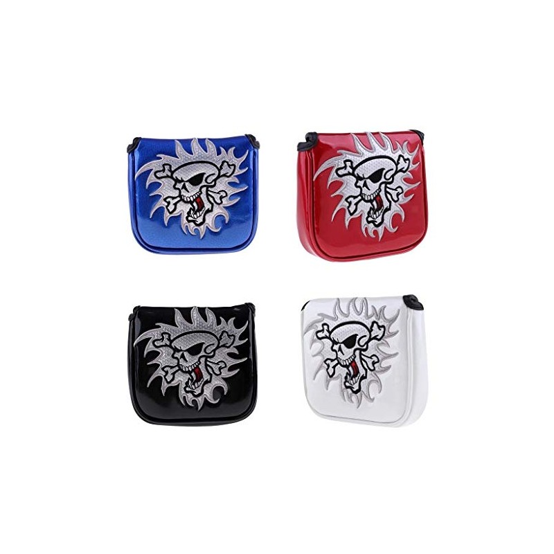 Premium PU Leather Putter Cover Magnetic Closure Mallet Type Skull