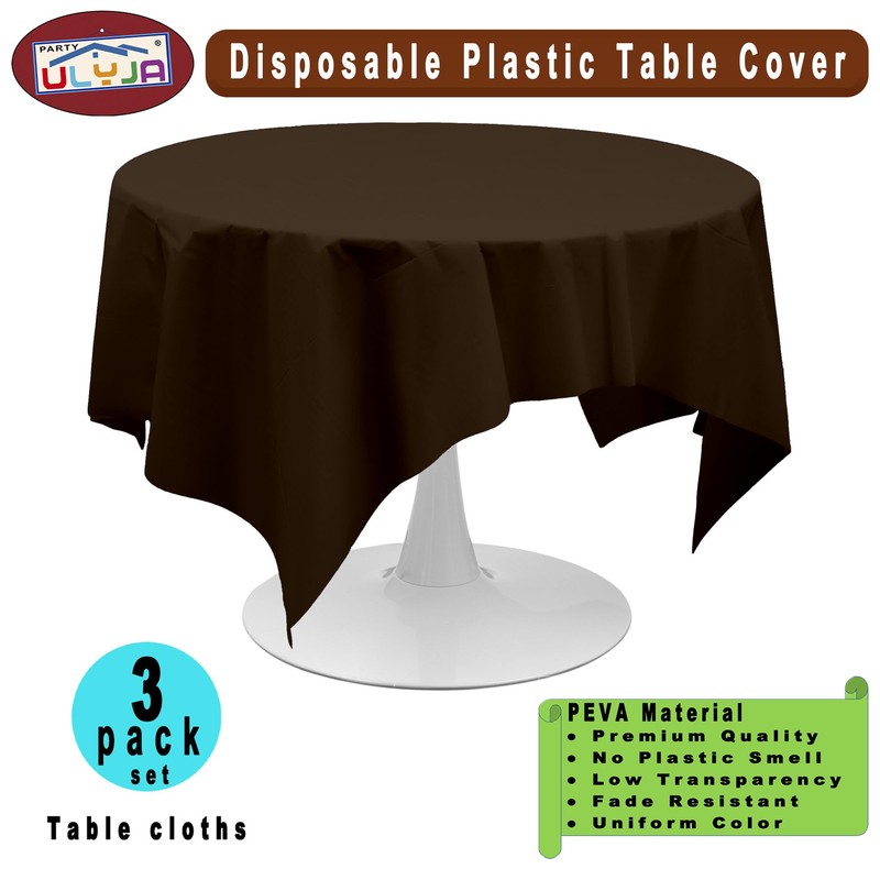 PARTY ULYJA Brown Tablecloths Plastic 3 Pack Premium 84 Inches