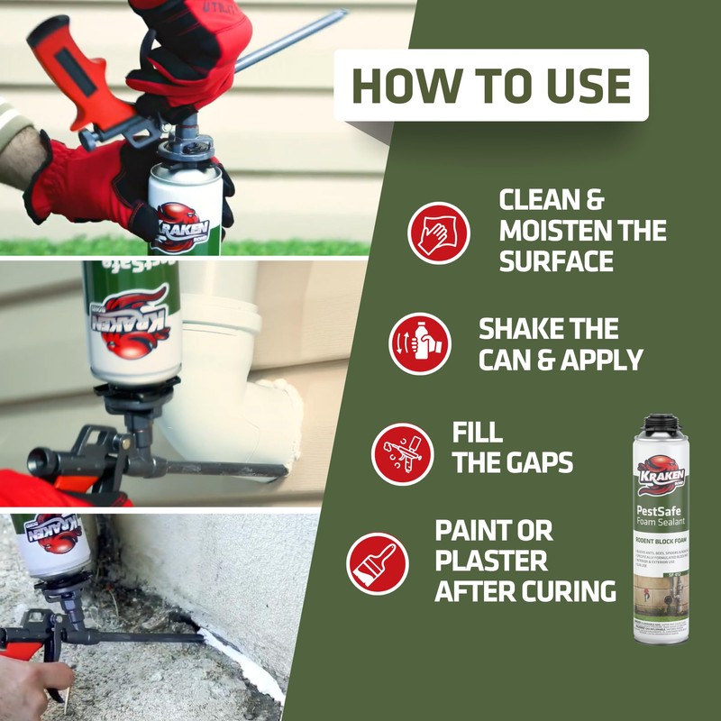 Kraken Bond Pestblokc Spray Foam Sealant - (2x24oz) Polyurethane Foam