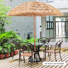 Tangkula 8 FT Thatched Patio Umbrella, Hawaiian Style Grass Beach Umbrella with 8 Ribs, Portable Outdoor Tropical Palapa Tiki Umbrella for Beach Patio Garden Pool (8 FT)