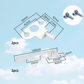Bamyli Pack of 2 Window Locks, Tilting Window Protection, Window Opening Limiter, Special Model for Plastic Steel, with 4 Screws (Short Hook, White)